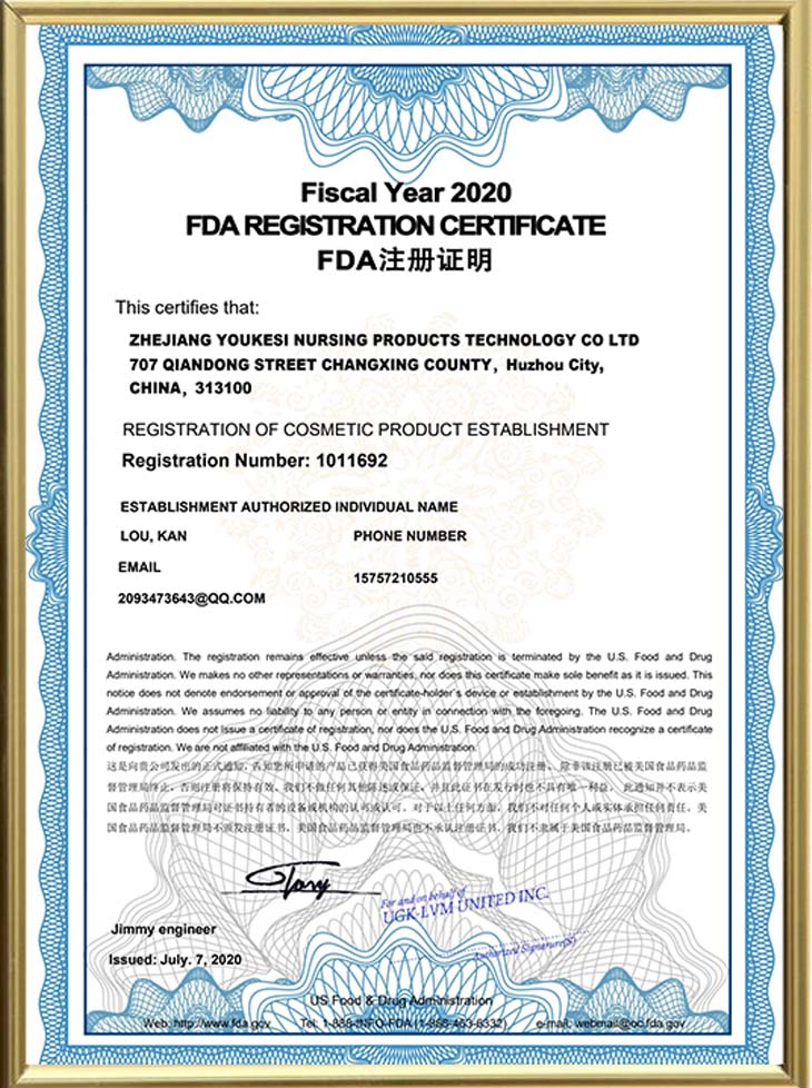 Fiscal Year 2020 Fdaregistration Cert1ficate